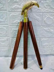 Antique Brass Crow Head Handle Vintage Wooden Walking Stick Cane Handmade Gift - Picture 1 of 4