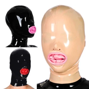 Latex Mask Hood with Mouth Sheath Back zip for Fetish Outfits Clubwear 0.4mm - Picture 1 of 6