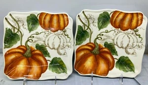 4 Pcs Set Salad Plates Maxcera Pumpkin Thanksgiving harvest Autumn New NWT 8.5" - Picture 1 of 3