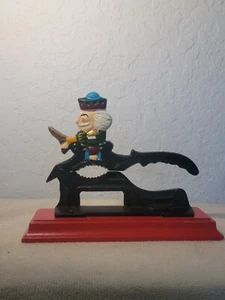 Vintage Cast Iron and Wood Base Nut Cracker Hand Painted Soldier - Picture 1 of 3