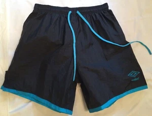 Vintage Umbro Shorts for Soccer, Swim - Adult M, Black w/ Turquoise trim - Picture 1 of 2