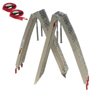 2 PCS of 500kg 2.3M Folding Aluminum ATV Loading Ramp Lawnmower Motorcycle Truck - Picture 1 of 13