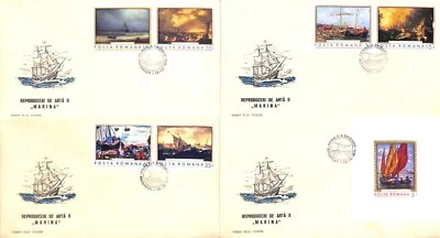 1. Romania set of 4 FDCs 1971 Ship Paintings marine art - Image 1 of 4