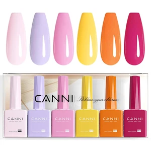 6 Colors 9 ML Hema-Free Pink Gel Nail Polish Set, Hot Pink Lavender Purple Yello - Picture 1 of 9