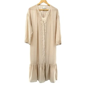 Vestido camisero Greylin para mujer manga larga de gran tamaño talla mediana a rayas en capas - Imagen 1 de 7