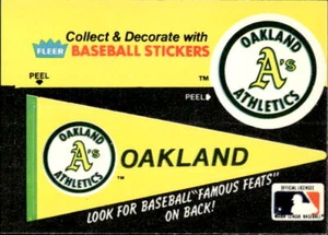 Oakland Athletics Pennant 1986 Fleer - Team Stickers - Oakland Athletics - Picture 1 of 2
