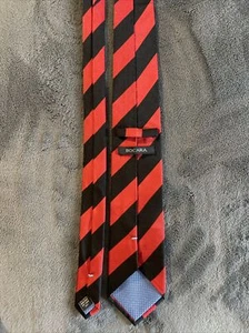 Bocara 100% Silk Red And Black Striped Neck Tie - Picture 1 of 4