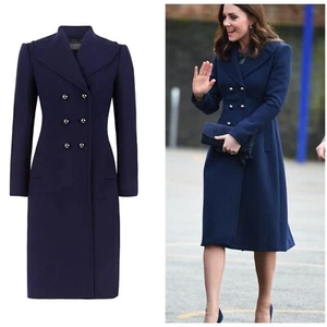 HOBBS GIANNA NAVY BLUE WOOL RIDING MILITARY FIT COAT DRESS - DUCHESS UK12 US8 - Picture 1 of 19