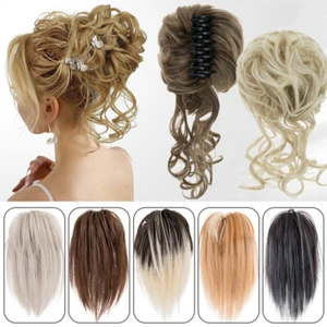 100% vero spesso scrunchie disordinato panino artiglio clip in extension capelli updo chignon US - Foto 1 di 45
