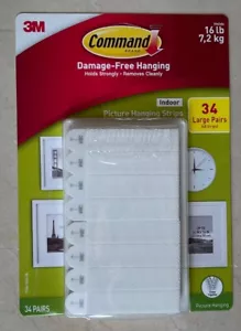 3M Command Picture Hanging Strips 34 Pairs 68 Large Strips Hold 16 lbs - Picture 1 of 6