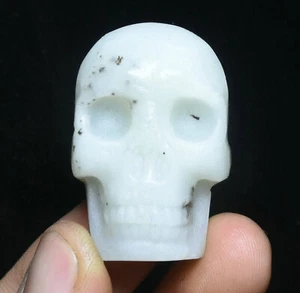 4CM naturel blanc Jade exorcisme crâne crâne humain tête Amulet Pendentif - Imagen 1 de 5