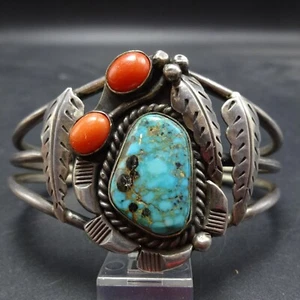 PULSERA ROY VANDEVER Navajo DE COLECCIÓN Plata Esterlina TURQUESA CORAL Puño - Imagen 1 de 14