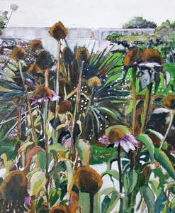 NEW ORIGINAL PETE DAVIES "Autumn Garden I" flower flowers OIL CANVAS PAINTING - Picture 1 of 1
