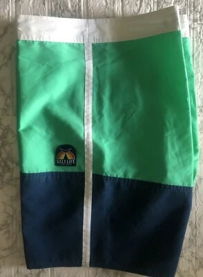 Pantalones Cortos Salt Life Natación Tabla de Surf Azul Verde Para Hombre 38 40 SLX-QD Aqua Trunks Foto 1 de 4