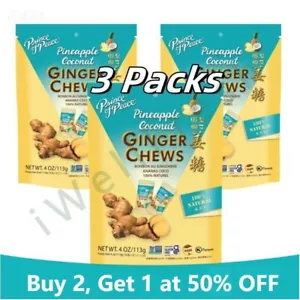 Prince of Peace Ingwer Kausnacks, Ananas Kokosnuss, Ingwer Süßigkeiten 4 oz (3 Packungen) - Bild 1 von 5
