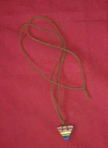 CLAY RAINBOW TRIANGLE PENDANT ON CORD - Picture 1 of 1