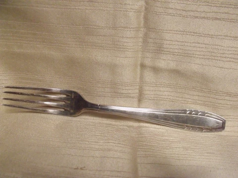 Antique Apollo Sterling Silver Paris France Serving Fork Signed VH w/ Lion 80 gr Cover