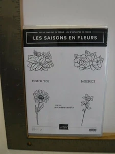 STAMPIN UP LES SAISONS EN FLEURS FRENCH PHOTOPOLYMER RUBBER STAMPS NEW A26769 - Picture 1 of 2