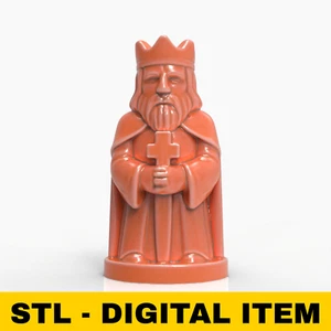 Mittelalter König STL Datei - stilisierte Ritterfigur mit Kreuz für CNC 3D Druck - Bild 1 von 11