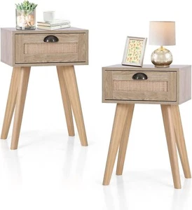 Rattan Storage Cabinet Buffet Sideboard Side End Table Cupboard Console Tables - Picture 1 of 39