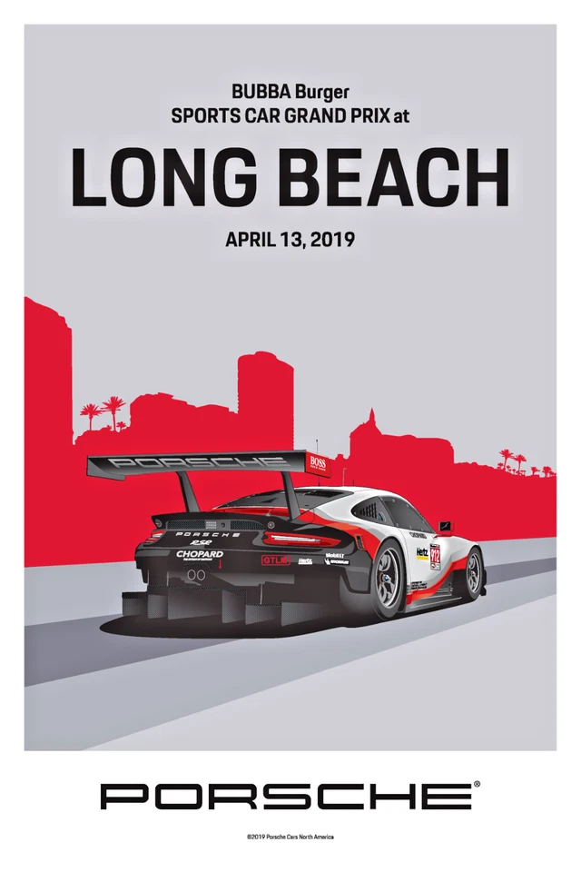 AWESOME PORSCHE BUBBA BURGER Sports Car GP at LONG BEACH 2019 POSTER - Image 1 of 1