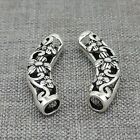 5Pcs Of 925 Sterling Silver Hollow Flower Curve Tube Beads For Bracelet Necklace
