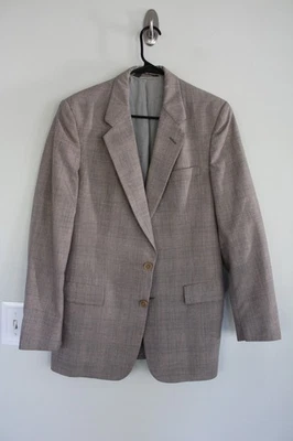 VINTAGE BROWN PLAID CHRISTIAN DIOR SPORT COAT & VEST 2pc SET sz 38R suit jacket - Image 1 of 4