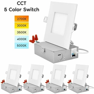 Luxrite 4 Inch Slim Square LED Downlight 5 Color Option 2700K-5000K ETL 4-Pack - Picture 1 of 7