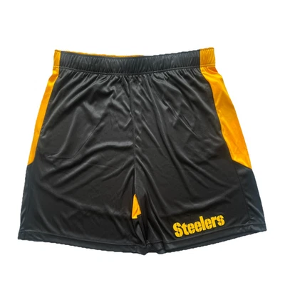 Nuevo con etiquetas Pantalones Cortos Pittsburgh Steelers Para Hombres 2XL Negro Dorado Cintura Elástica Dos Bolsillos NFL Foto 1 de 4