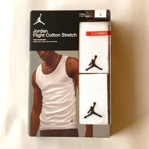 Jordan Flight Cotton Stretch Tank Undershirt 2-Pack Men's Large L White NEW - Picture 1 of 7