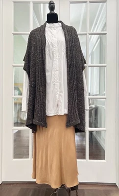 ESKANDAR BOUCLE SEDA SIN MANGAS ALINE CHAL CUELLO CHALECO TABARDO ESCOCIA Foto 1 de 4