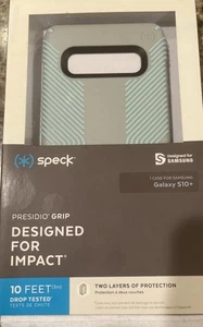 Speck Presidio Grip Case for Samsung Galaxy S10+ Dolphin Gray/Aloe Green NEW NIB - Picture 1 of 2
