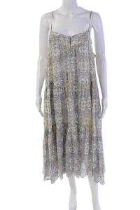J Crew Womens Spaghetti Strap Scoop Neck Floral Shift Dress White Blue Medium - Picture 1 of 6