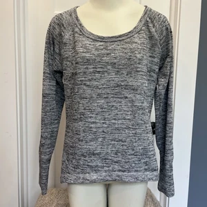 Athleta Damen No Sweatin' It Sharkbite Langarmshirt grau meliert Größe M - Bild 1 von 8