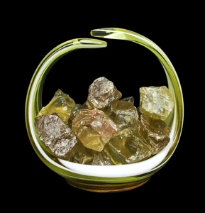 1/2 Kg Natural Raw Citrine Stones in a Murano Glass Bowl – Decorative & Healing - Picture 1 of 3