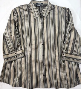 Camicia donna Apt Apartment 9 Essential a righe con bottoni manica lunga taglia 3X - Foto 1 di 7