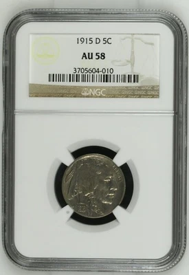 1915 D Circulated Buffalo Nickel 5c Coin NGC Certified AU58 Denver Mint - Image 1 of 2