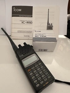 ICOM IC-R10 Communications Receiver + BC-110A Charger Box Manual Tested Works - Picture 1 of 4