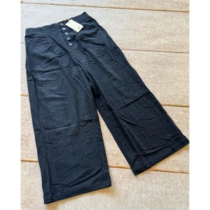 Joyfolie Sawyer Hose Damen L schwarz weites Bein Knopfleiste Baumwolle Neu mit Etikett - Bild 1 von 7