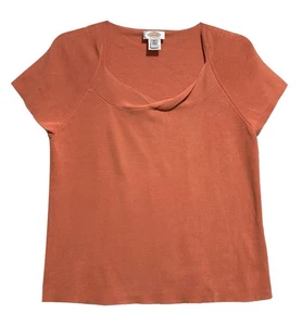 Talbots, Orange Knit Short Sleeve Top with Stretch, size XL - Picture 1 of 4