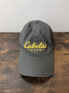 Cabela’s Club Embroidered Baseball Cap Hat Gray Canvas Strapback Adjustable OS - Picture 1 of 4