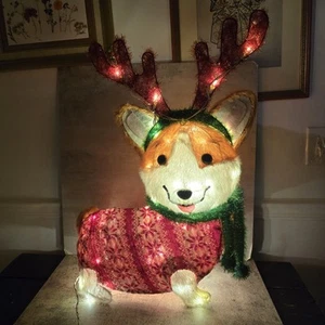 Holiday Time Light Up Corgi cane 26 pollici interno esterno cortile decorazione natalizia - Foto 1 di 4