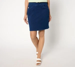 Quacker Factory Women's Plus Sz Skirt 2X DreamJeannes Flat Blue A647057 - Picture 1 of 4