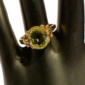 ANELLO CITRINO TAGLIO OVALE ORO GIALLO MASSICCIO 10K MISURA 7 - Foto 1 di 9