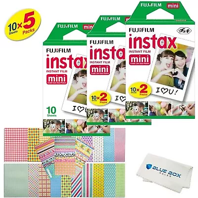 Fujifilm Instax Mini Película Instantánea -50 HOJAS- Para Mini 8 y 9 Cámaras + Pegatinas Foto 1 de 4