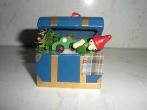 Enesco Christmas ornament wooden toy box trunk with elf NICE - Picture 1 of 9