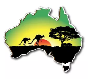240mm Australia-green Map-sticker-with-kangaroo-sun- for motorhome , campervan - Picture 1 of 1
