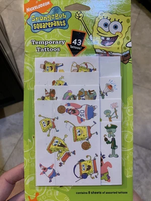 43 Tatuajes Temporales Favor Cumpleaños Niños Bob Esponja Pantalones Cuadrados Nickelodeon Foto 1 de 4