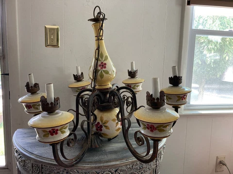 Antique Vintage Porcelain Ceramic Chandelier Cover