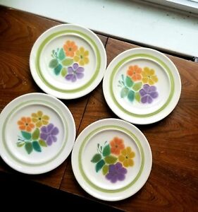 4 Vintage 1970's Franciscan Earthenware Salad Plates, In The Floral Pattern USA